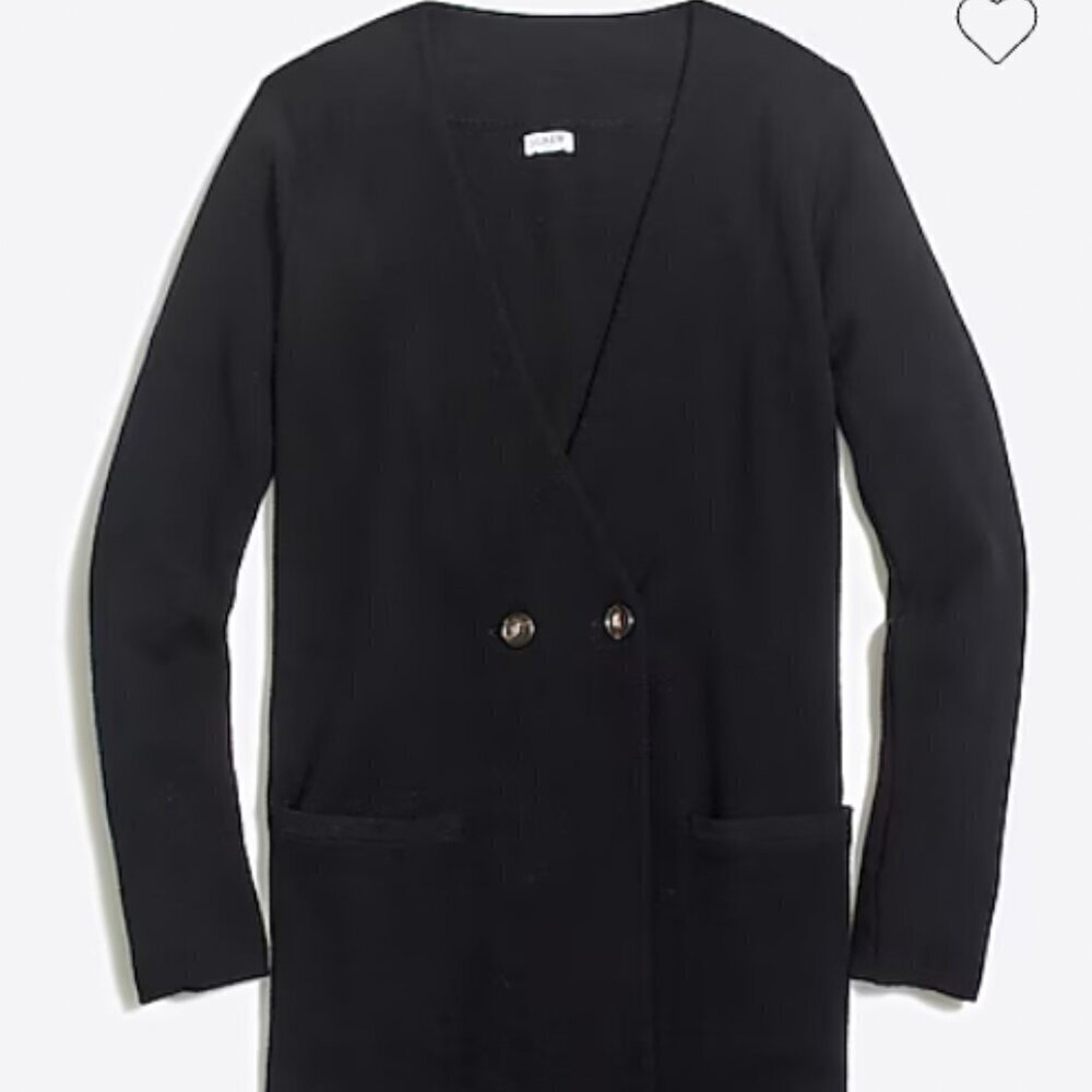 J. Crew Black Collarless Sweater Blazer Size Extra Extra Small